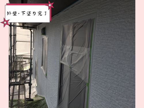 下関市のA様邸 外壁塗装 下塗り完了！